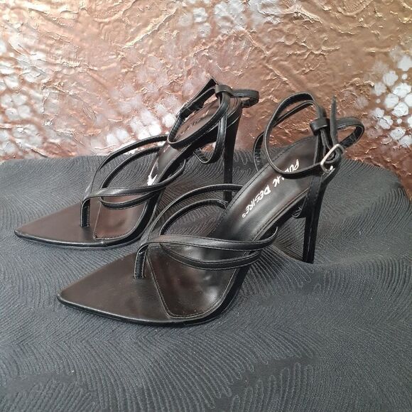 NWT Public Desire Faux Leather Strappy Stilettos - Picture 5 of 15